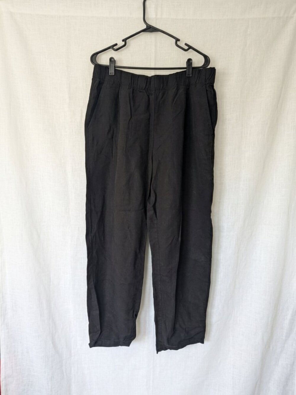 Eileen Fisher Tencel & Linen Pull-On Ankle Pants, Size Large